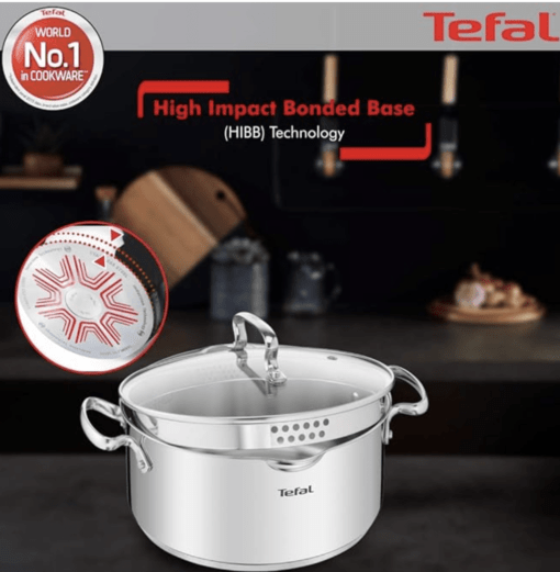 Tefal Duetto Plus Stainless Steel Stew Pot 20 cm with Glass Lid, Silver - Image 3